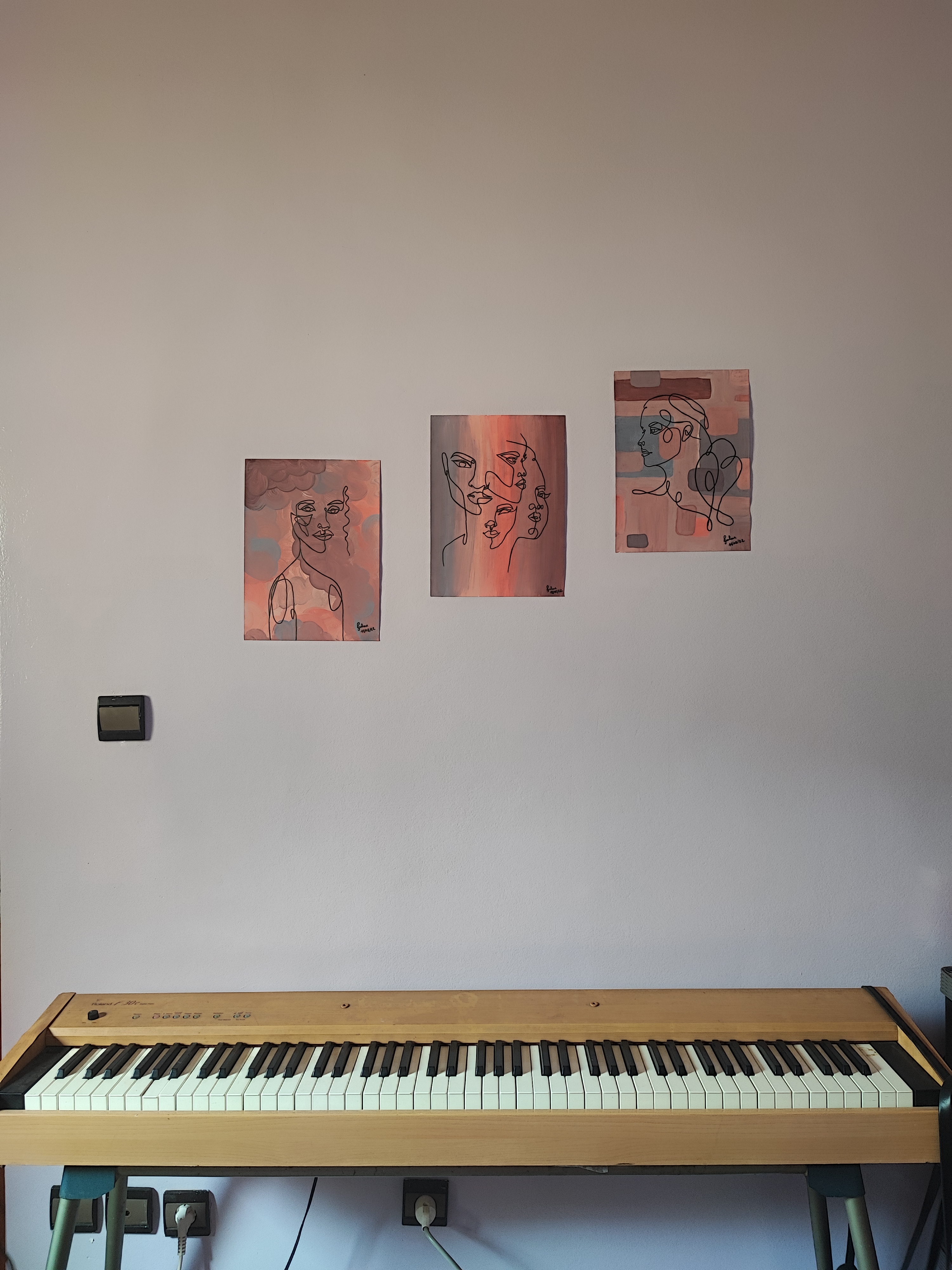 3 line art paintings