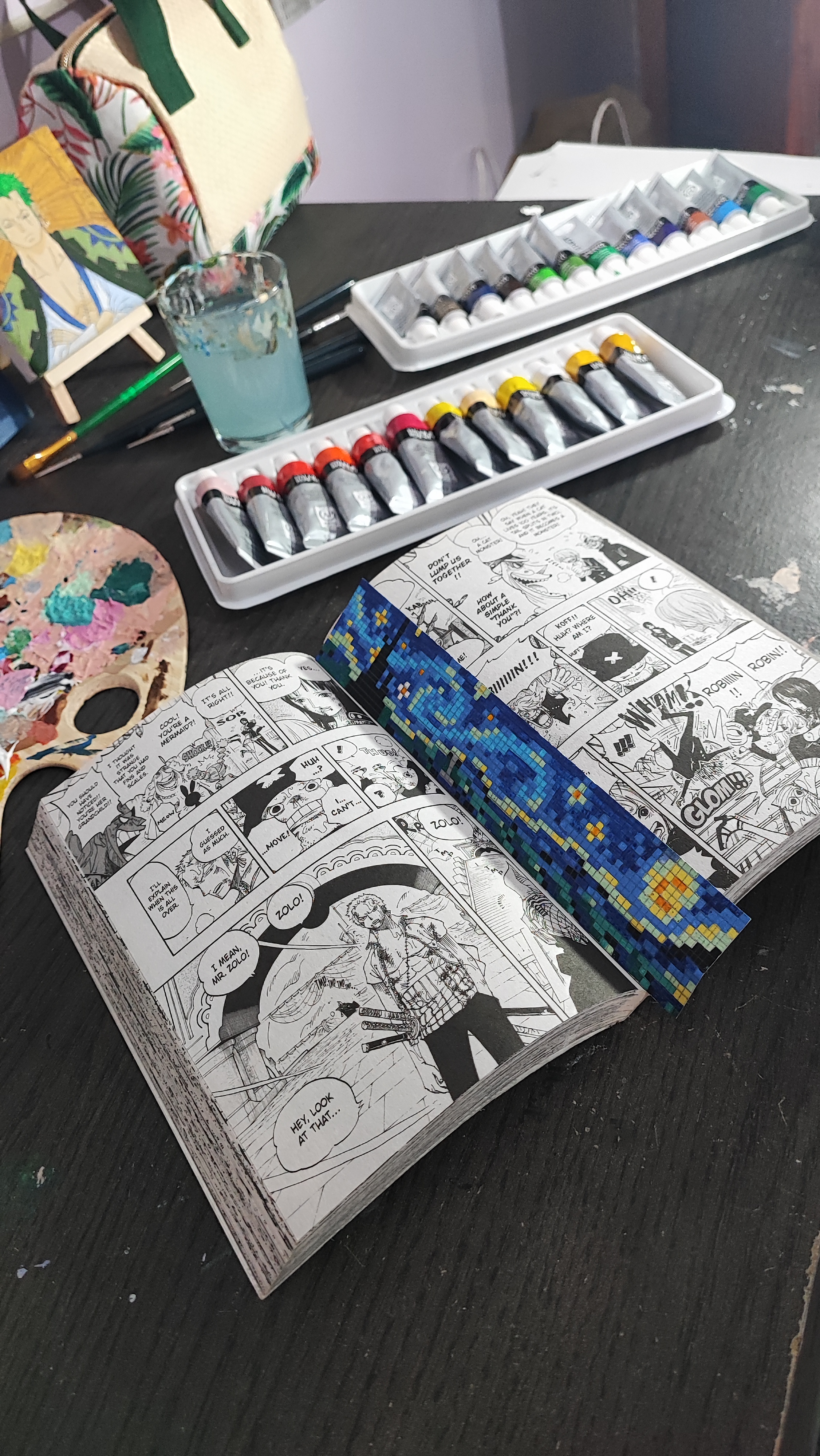 Starry night pixel bookmark